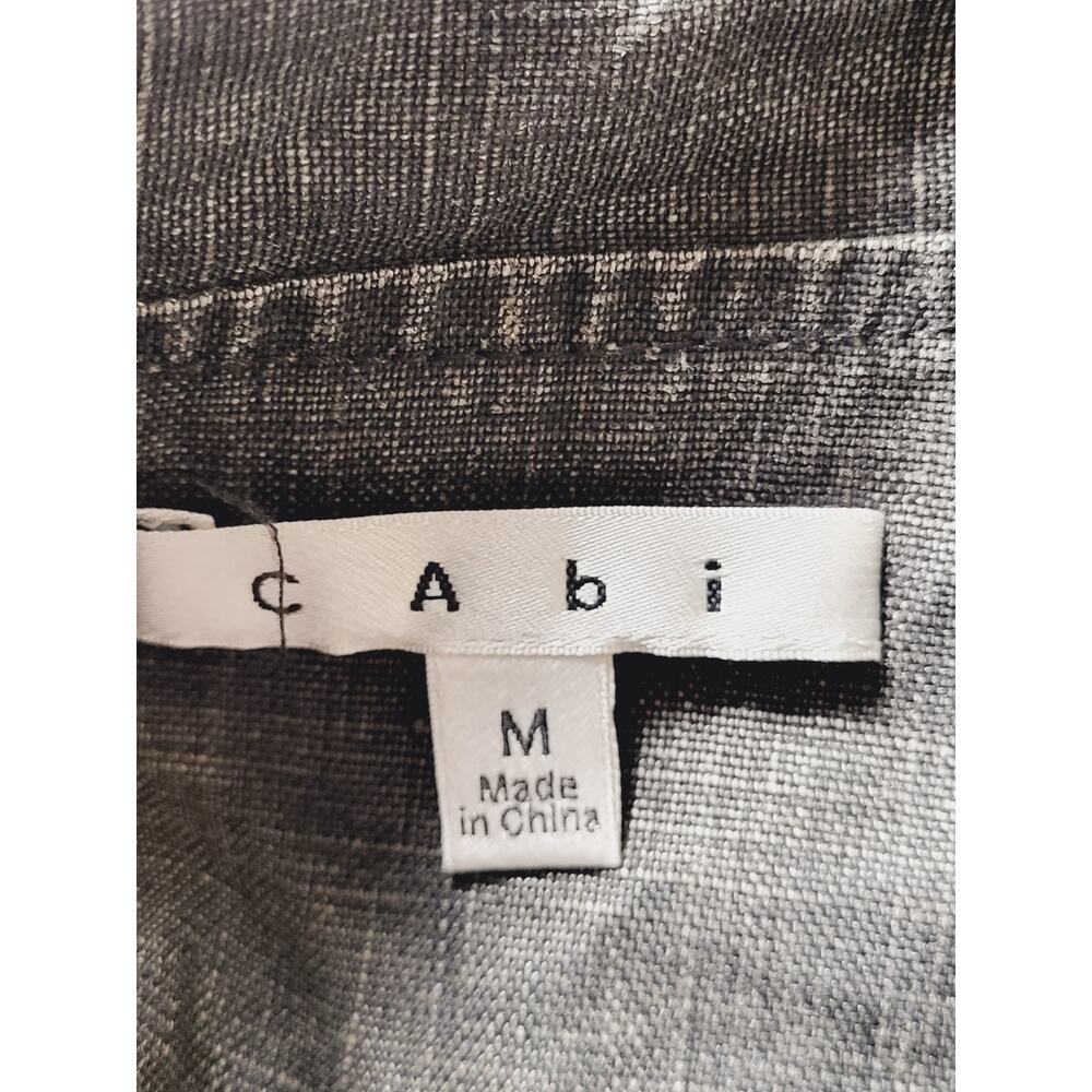 CAbi Charcoal Coated Linen Draped Ruffle Collar Cropped Moto Jacket Medium - Picture 12 of 13